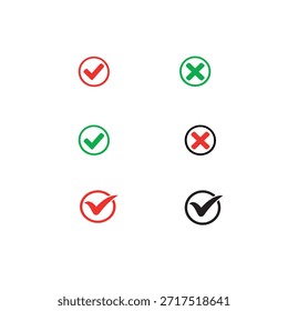 
Icono de marca de verificación establecido en el fondo blanco.
