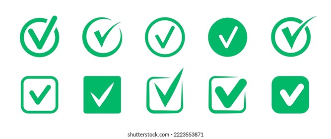 Check mark icon set. Profile verification check marks icon. Approved symbol. Vector illustration.