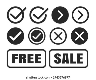 Check mark icon set. Right and wrong symbol.