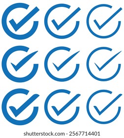 check mark icon set. right, correct, tick , yes symbol concept. vector illustration eps 10.
