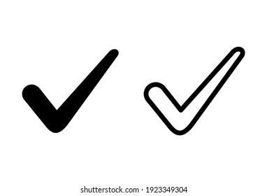 Check mark icon set. Check mark sign. Tick mark symbol vector