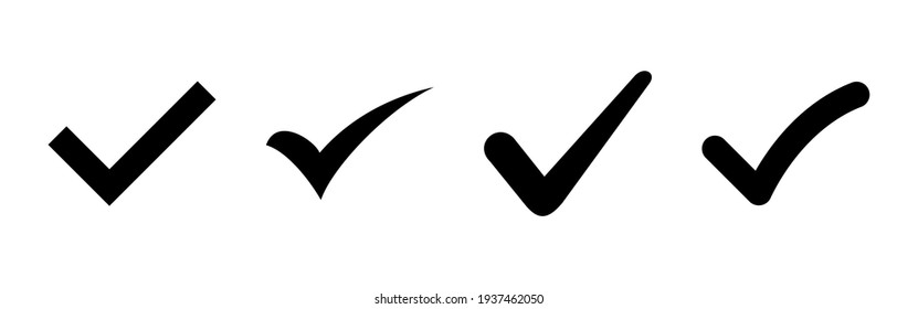 Check mark icon set. Check mark sign. Tick mark symbol vector