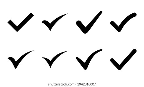 Check mark icon set. Check mark sign. Tick mark symbol vector