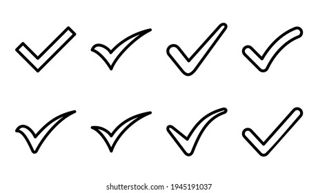 Markierungssymbol-Set markieren. Markierungszeichen prüfen. Zeichen-Symbol, Vektorgrafik