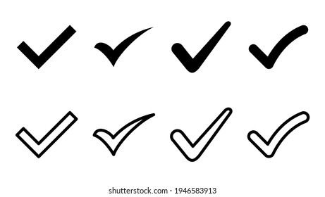 Marcar conjunto de iconos. Marcar el signo. vector de símbolo de marca