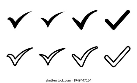 Check mark icon set. Check mark sign. Tick mark symbol vector
