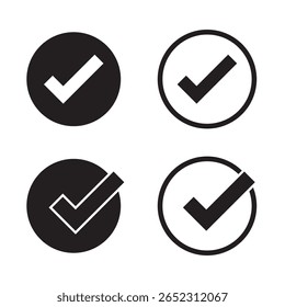 Conjunto de iconos de marca de verificación, Vector de signo de marca de verificación