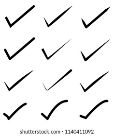 check mark icon set. tick symbols. Yes, vote signs on a white background. flat style. check mark for graphic design, Web site, UI. 