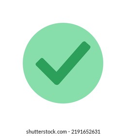 The check mark icon is set. Tick ​​and cross. Green check mark isolated on a white background. Simple sign flat graphic design. Circle YES button. Vector illustration.