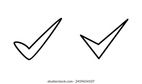 Häkchensymbolsatz Häkchensymbol. Vektorgrafik des Teilstrichsymbols
