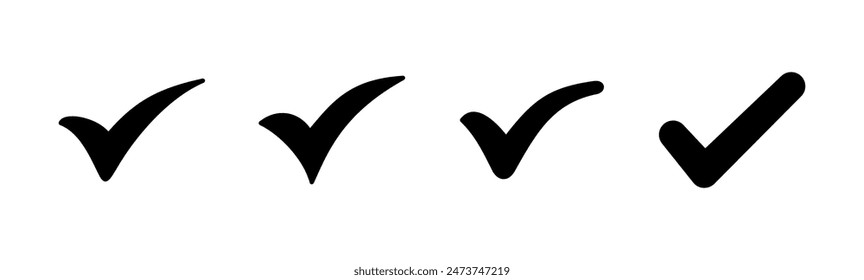 Conjunto de iconos de marca de verificación. Icono de marca. Vector de marca de graduación