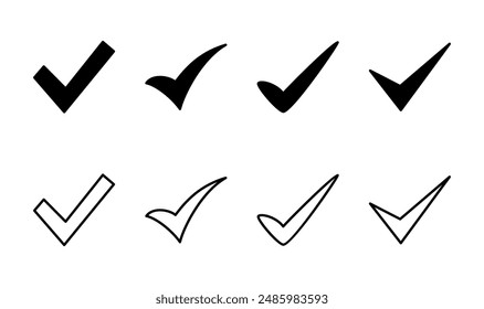 Conjunto de iconos de marca de verificación. Icono de marca. Vector de marca de graduación