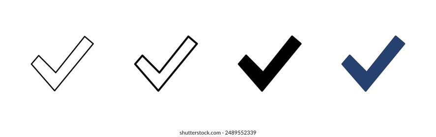Conjunto de iconos de marca de verificación. Icono de marca. Vector de marca de graduación