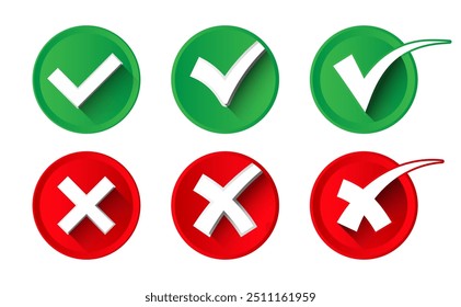 Conjunto de iconos de marca de verificación. Botón de garrapatas