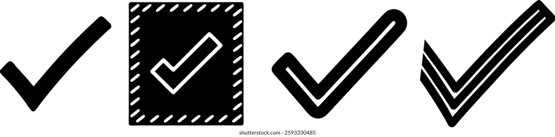 check mark icon set, Tick symbol vector illustration isolated on transparent png background