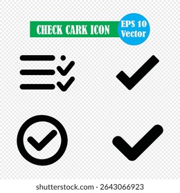Check mark icon set. Tick mark symbol, logo vector Illustration. editable strokes. Eps 10