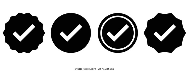 Häkchensymbolsatz. Symbol für Teilstriche. Kontrollkästchen-Symbol mit korrektem Vorzeichen. Genehmigungssymbol. Checklistenrahmen. akzeptieren. 10 EPS
