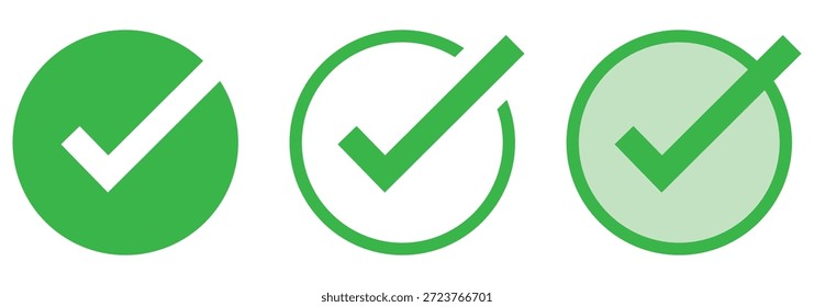 Markierungssymbolsatz. Symbol für Teilstriche. Kontrollkästchen-Symbol mit korrektem Vorzeichen. Genehmigungssymbol. Checklistenrahmen. akzeptieren. Häkchen für Akzeptieren, Bestätigung, Vereinbarung. 10 EPS
