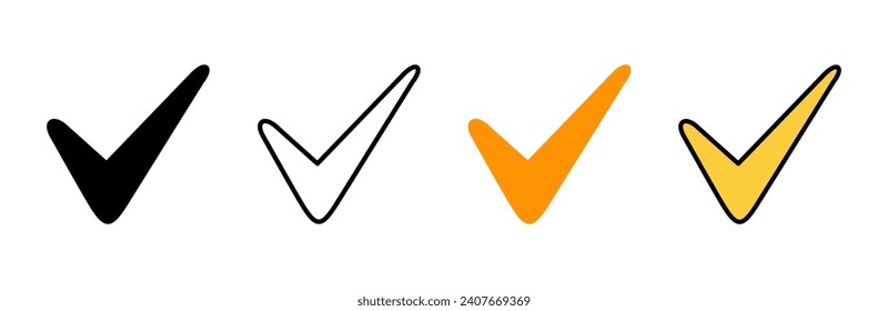 Check mark icon set vector. Tick mark sign and symbol