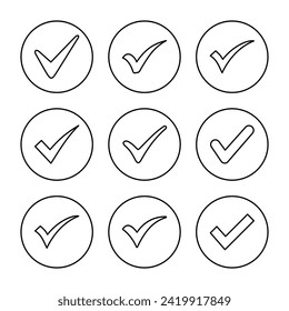 Check mark icon set vector. Tick mark sign and symbol