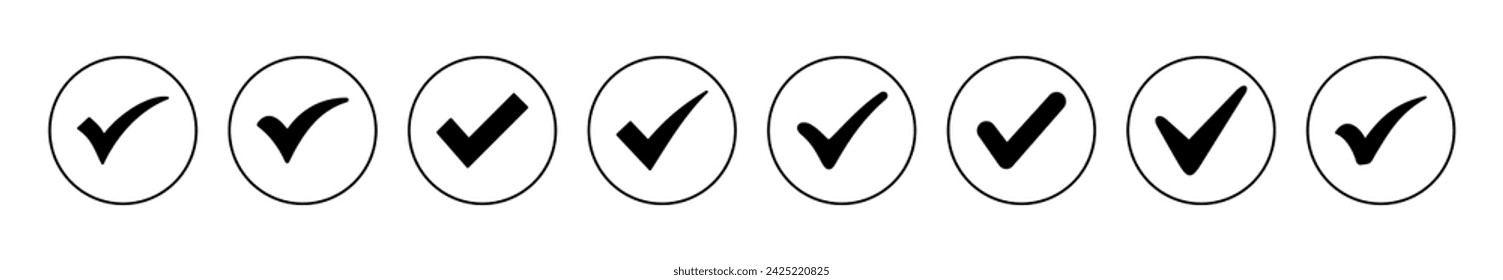 Check mark icon set vector. Tick mark sign and symbol