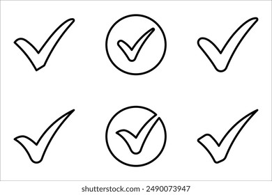 Check Mark Icon set, vector illustration on white background. color editable