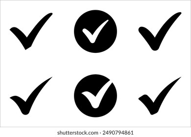 Check Mark Icon set, vector illustration on white background. color editable