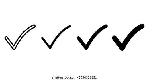 Check mark icon set. Vector illustration.