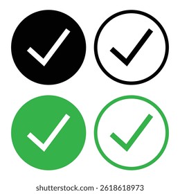  marca de seleção ícone definir vetor em fundo branco