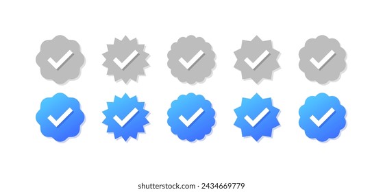 Check mark icon set. Verified icons. Flat style. Vector icons