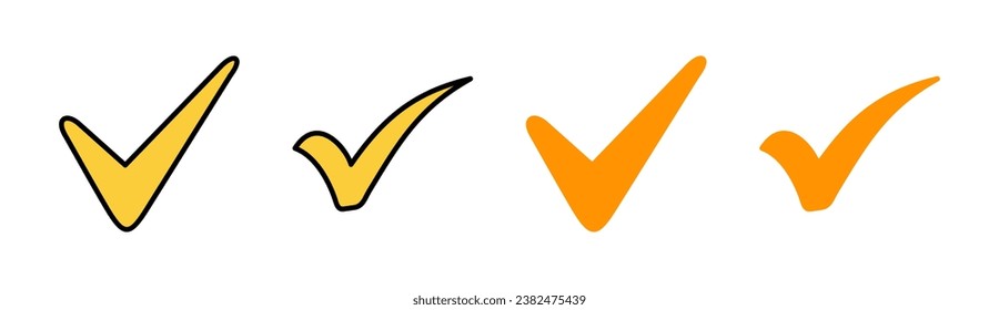 Check mark icon set for web and mobile app. Tick mark sign and symbol