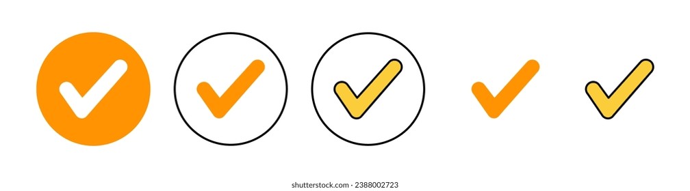 Check mark icon set for web and mobile app. Tick mark sign and symbol