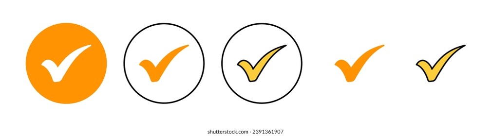 Check mark icon set for web and mobile app. Tick mark sign and symbol