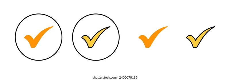 Check mark icon set for web and mobile app. Tick mark sign and symbol