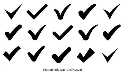 Check mark icon set.Approval check icon isolated, set quality sign, tick.Vector illustration
