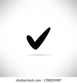 check mark icon with shadow on gray background vector