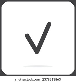 icono de marca de verificación con sombra sobre fondo gris