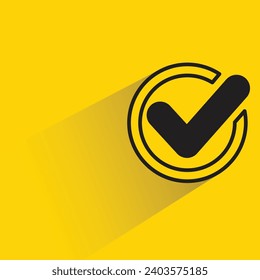 check mark icon with shadow on yellow background