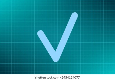 icono de marca de verificación con sombra sobre fondo gris