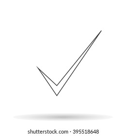 Check Mark icon  with shadow on a white background, vector illustration