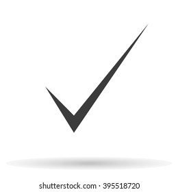 Check Mark icon with shadow  on a white background, vector illustration