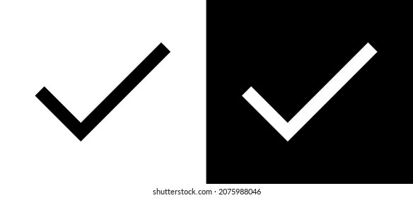 Marcar icono. Marcar símbolo de signo de icono. Diseño plano. Icono del vector sobre fondo blanco y negro