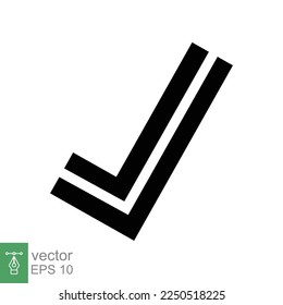 Markierungssymbol überprüfen. Einfache Wohnung. Tick-Zeichen, Markierung, korrektes Symbol, genehmigtes Konzept. Vektorgrafik-Design einzeln auf weißem Hintergrund. EPS10.