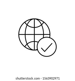 Check mark icon. Simple line, outline vector of globe icons for ui and ux, website or mobile application