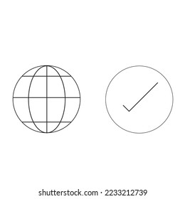 Check mark icon. Simple line, outline vector of globe icons for ui and ux, website or mobile application
