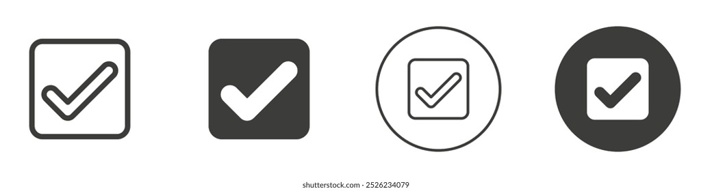 Icono de marca de verificación Logotipo de Vector de contorno simple