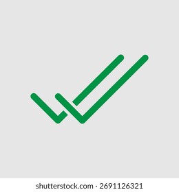 Häkchensymbol. Einzel- und Doppelticks. Bestätigungs- und Lesestatussymbol der Meldung. Wird im Chat, Aufgaben und Benachrichtigungen verwendet.