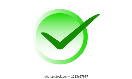 Check mark icon symbol in green color with circle shape gradient, vector illustration