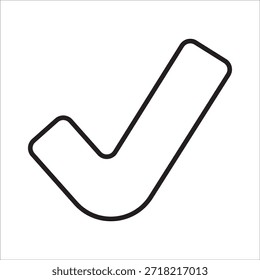Häkchensymbol. Symbol für rechts, genehmigen, bestätigen, auswählen, akzeptieren, zustimmen, wählen, ja, Erfolg, positiv, korrekt, okay. Vektorsymbol für die Benutzeroberfläche.