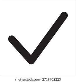 Häkchensymbol. Symbol für rechts, genehmigen, bestätigen, auswählen, akzeptieren, zustimmen, wählen, ja, Erfolg, positiv, korrekt, okay. Vektorsymbol für die Benutzeroberfläche.